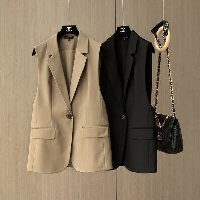 High end fashion, minimalist temperament, capable and stylish 2 versatile suits, vests, women's outerwear trend