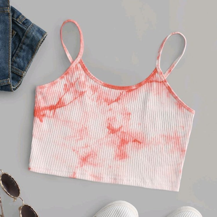 Ribbed Tie Dye Crop Camisole